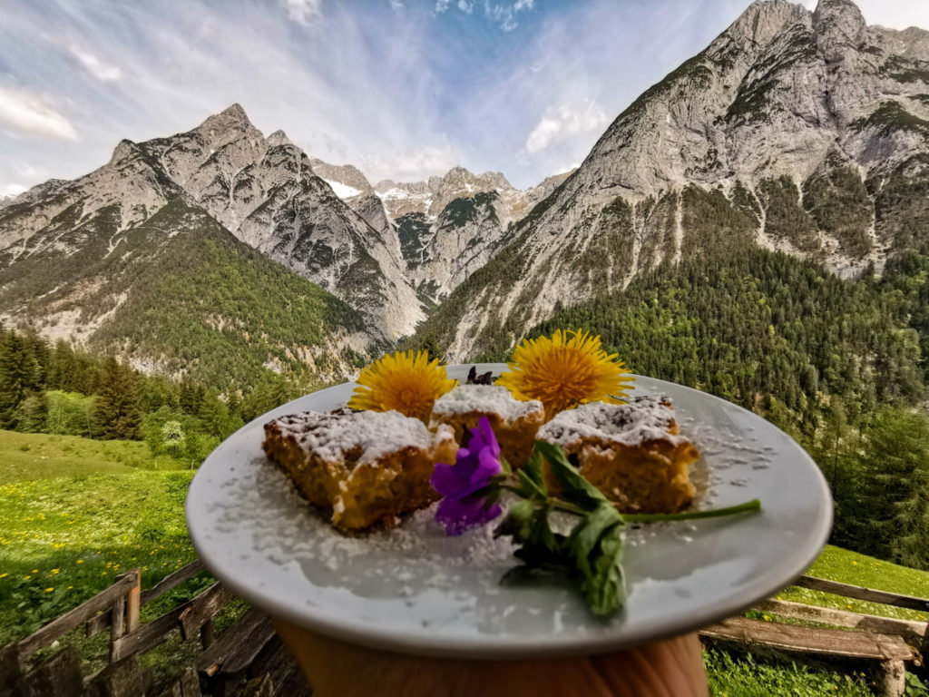 Auf der Ganalm auf einen Kuchen mit Ausblick einkehren